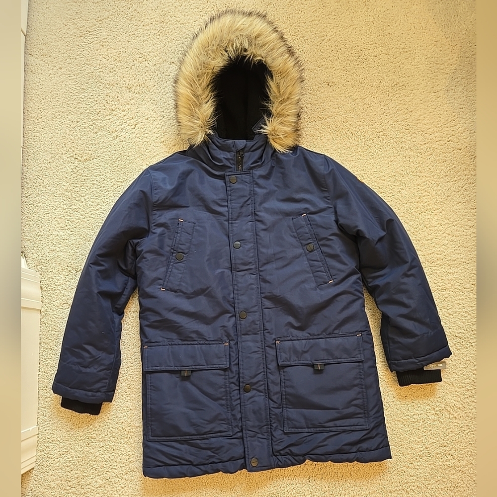 Michael Kors Navy Hooded Parka Winter Jacket Coat Youth Size 14/16 (Adult Small)